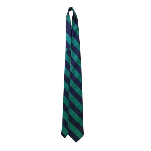 The Mans Shop Lord & TaylorGreen & Navy Silk Striped Tie Silk Classic - Picture 5 of 8